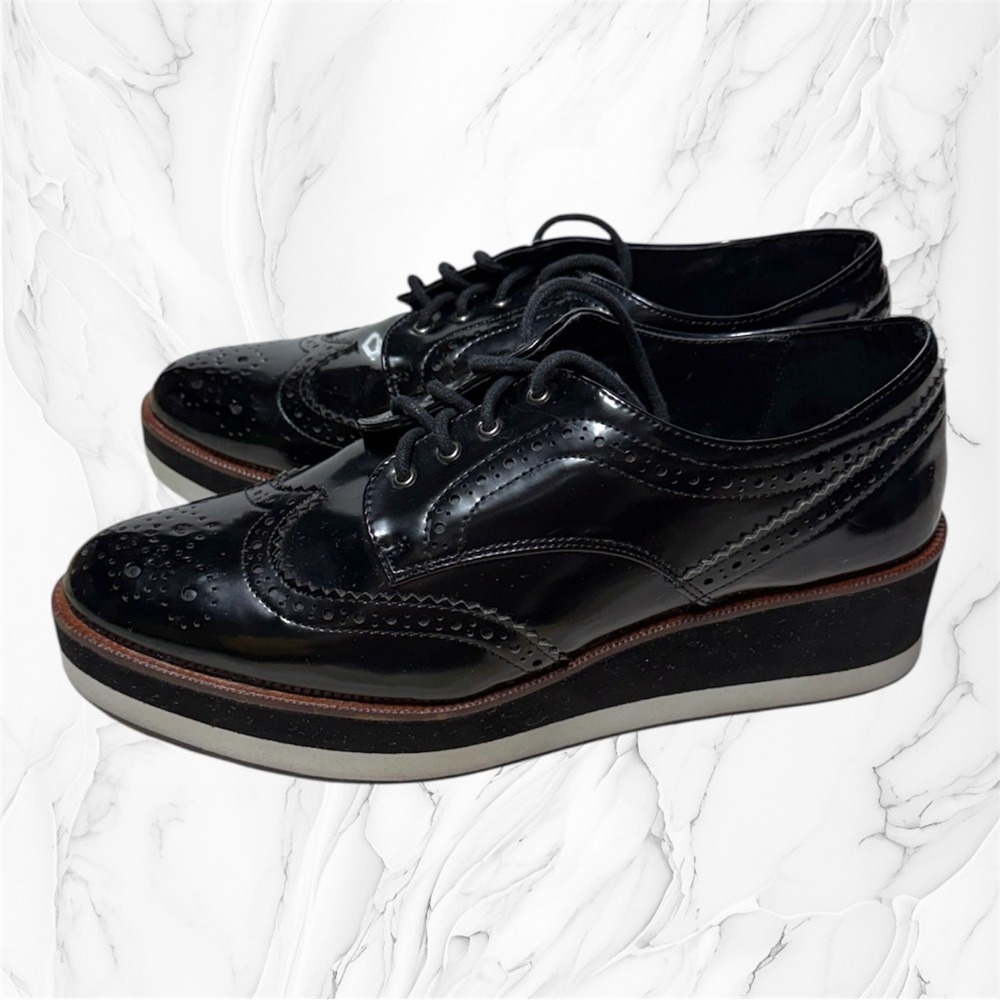 Abound Black Wingtip platform patent leather Oxford Shoes size 9